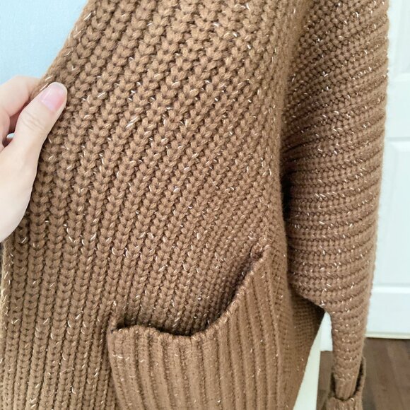 New Cozy Chic Brown Knit Sweater Dress Cardigan - Size S-M - Picture 4 of 8